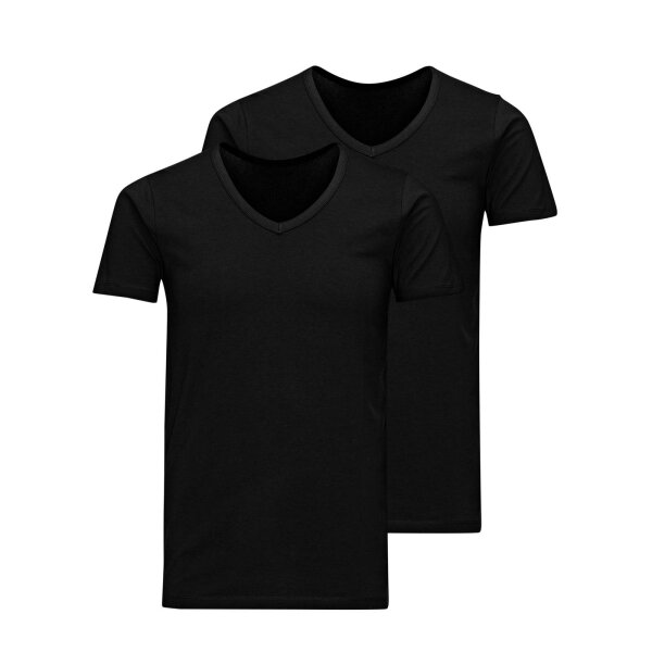 JACK&JONES Herren T-Shirt, 2er Pack - JACBASIC V-NECK TEE, Kurzarm, einfarbig, Baumwolle
