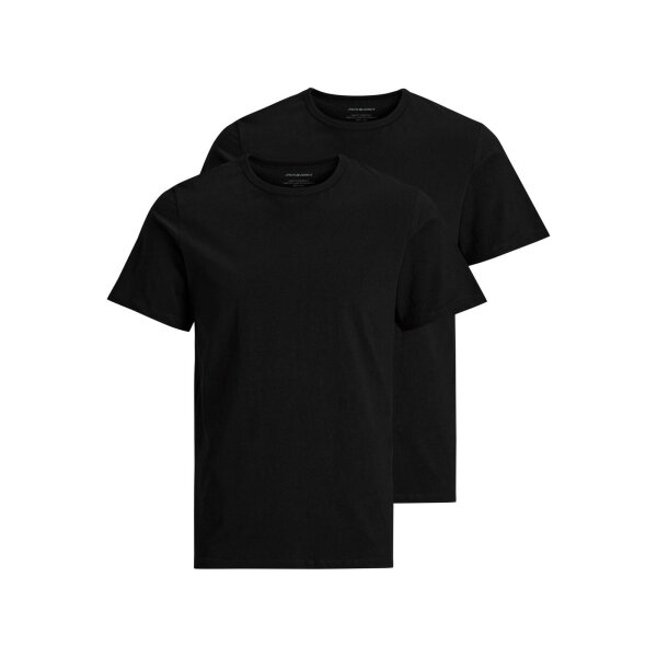 JACK&JONES Herren T-Shirt, 2er Pack - JACBASIC CREW NECK TEE, Kurzarm, einfarbig, Baumwolle Schwarz M