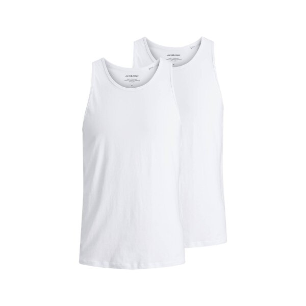 Jack & Jones Mens Tank Top, 2-Pack - JACBASIC TANKTOP, solid color, cotton White M (Medium)