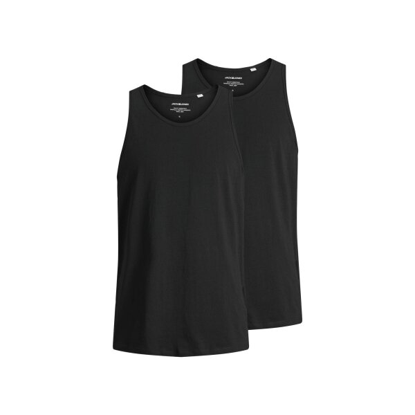 Jack & Jones Mens Tank Top, 2-Pack - JACBASIC TANKTOP, solid color, cotton Black S (Small)