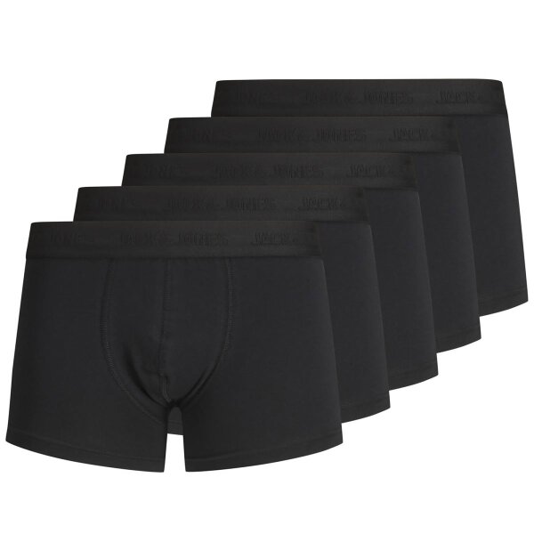 JACK&JONES Herren Boxer Shorts, 5er Pack - JACTONE IN TONE TRUNKS, Baumwoll-Stretch Schwarz M
