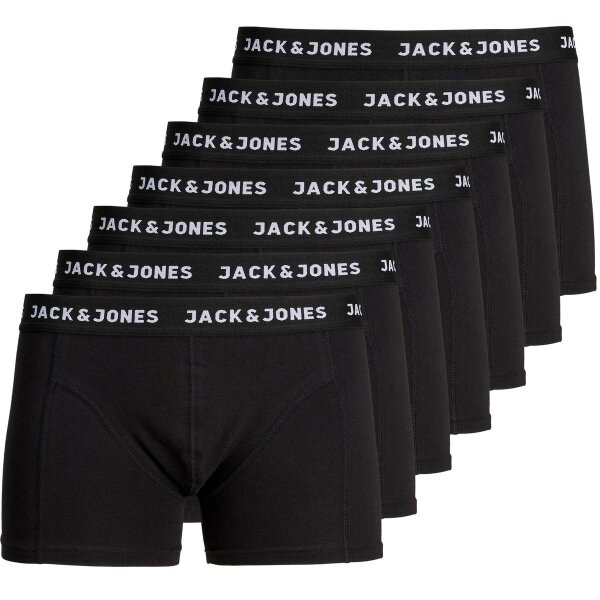 JACK&JONES Herren Boxer Shorts, 7er Pack - JACHUEY TRUNKS, Baumwoll-Stretch Schwarz 2XL