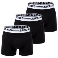 JACK&JONES Herren Boxer Shorts, 3er Pack - SENSE TRUNKS, Baumwoll-Stretch Schwarz/Weiß S