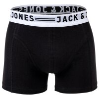 JACK&JONES Herren Boxer Shorts, 3er Pack - SENSE TRUNKS, Baumwoll-Stretch Schwarz/Weiß S