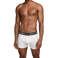 Jack & Jones Mens Boxer Shorts, 3-Pack - SENSE TRUNKS, Cotton Stretch White 2XL