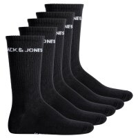 JACK&JONES Herren Tennissocken 5er Pack - JACBASIC LOGO TENNIS SOCK, One Size Schwarz 40-46