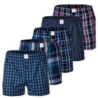 MG-1 Herren Web-Boxer, 5er Pack - Classic Boxer-Shorts, gemustert, Spar-Pack Blau/Rot 3XL