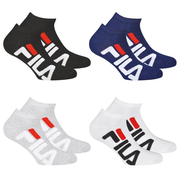 FILA Unisex, 2 Pairs of Socks - Invisible Sneakers, Logo, solid Colour