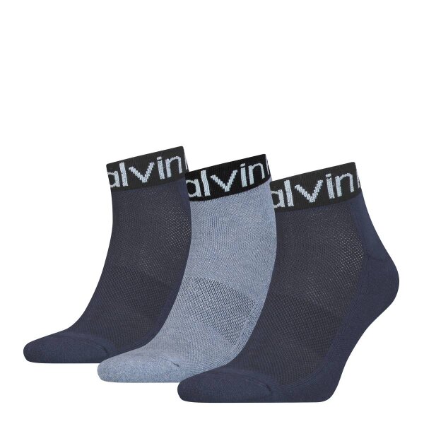 Calvin Klein Mens Quarter Socks, 3-Pack - short Socks Welt, One Size Blue (melange) 40-46 (UK 6,5-11)