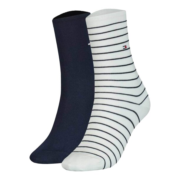 TOMMY HILFIGER Damen Socken, 2er Pack - Womens Patterned Styles Dunkelblau/Weiß 35-38