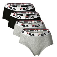 FILA Womens Hipster - 4-pack Brief, Logo Waistband, Cotton Stretch, Unicoloured