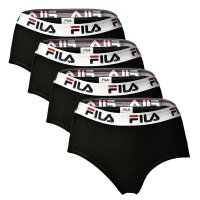 FILA Womens Hipster - 4-pack Brief, Logo Waistband, Cotton Stretch, Unicoloured Black XS (X-Small)