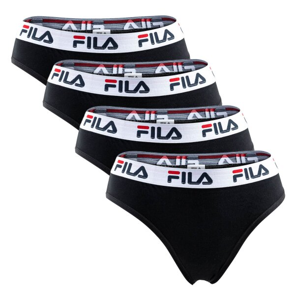 FILA Damen Brazilian Slip - 4er Pack, Logo-Bund, Cotton Stretch, einfarbig