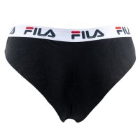 FILA Damen Brazilian Slip - 4er Pack, Logo-Bund, Cotton Stretch, einfarbig Schwarz XS