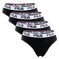 FILA Damen Brazilian Slip - 4er Pack, Logo-Bund, Cotton Stretch, einfarbig Schwarz XS