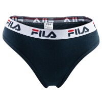 FILA Damen Brazilian Slip - 4er Pack, Logo-Bund, Cotton Stretch, einfarbig Weiß/Schwarz/Grau/Marine S