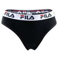 FILA Ladies Brazilian Briefs - 4 Pack, Logo Waistband, Cotton Stretch, Solid Colour Black/Grey XL (X-Large)