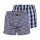 bugatti mens boxer shorts, 2-pack - woven shorts, cotton, check pattern Blue L (Large)