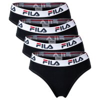 FILA Damen Slip - 4er Pack Briefs, Logo-Bund, Cotton Stretch, einfarbig Schwarz XS