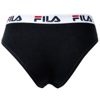 FILA Damen Slip - 4er Pack Briefs, Logo-Bund, Cotton Stretch, einfarbig Schwarz XS