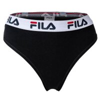 FILA Damen String, 4er Pack - Logo-Bund, Cotton Stretch, einfarbig Schwarz XS