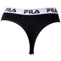 FILA Ladies String, 4-pack - Logo Waistband, Cotton Stretch, Solid Color Black XS (X-Small)