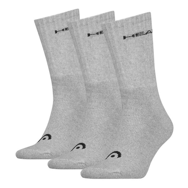 HEAD Unisex Crew Socken, 3er Pack - Kurzsocken, Baumwollmix, einfarbig Grau 35-38