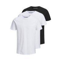 Jack & Jones Mens T-Shirt, 3-Pack - JJEORGANIC BASIC TEE O-NECK, short sleeve, organic cotton White/Black S (Small) 3er Pack (1x3P)