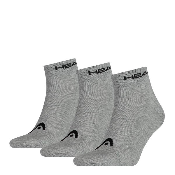 HEAD Unisex Quarter Socken im Pack - Kurzsocken, einfarbig Grau 43-46 6er Pack (2x3P)
