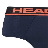 HEAD Mens Brief, Pack of 2 - Slips, Logo Waistband, Cotton Stretch Blue/Orange S (Small)