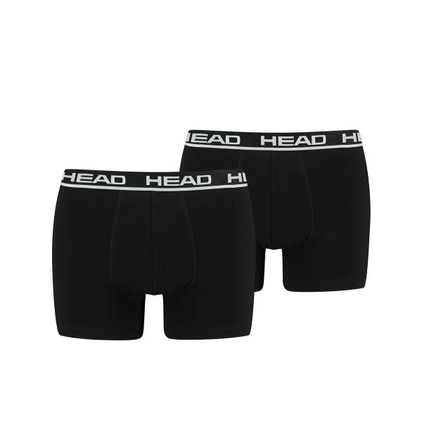 HEAD Herren Boxershort, 2er Pack - Basic, Baumwoll Stretch, einfarbig Schwarz 2XL