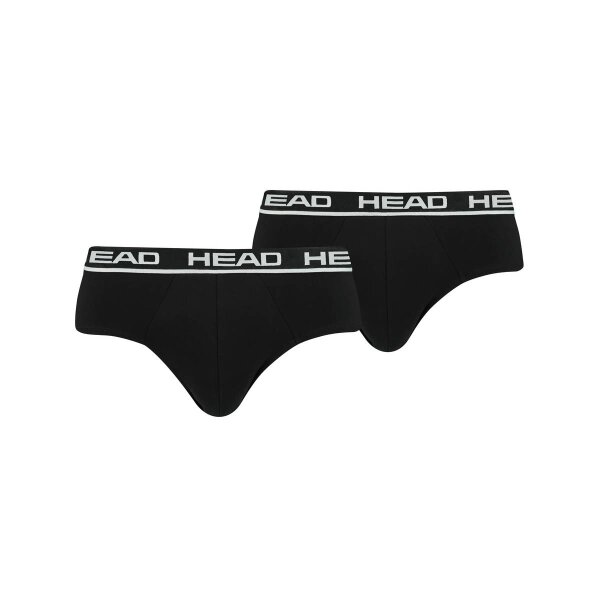 HEAD Mens Brief, Pack of 2 - Slips, Logo Waistband, Cotton Stretch Black M (Medium)