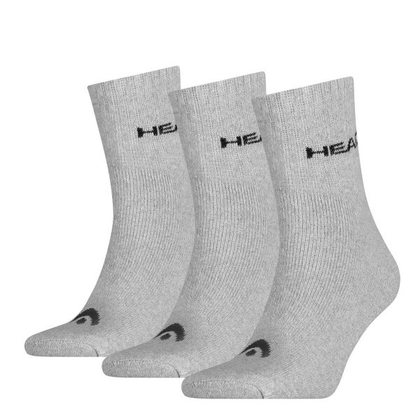 HEAD Unisex Crew Socken im Pack - Kurzsocken, Baumwollmix, einfarbig Grau 35-38 3er Pack (1x3P)