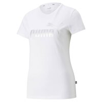 PUMA Damen T-Shirt - ESS+ Metallic Logo Tee, Rundhals,...
