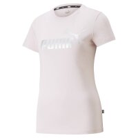 PUMA Women T-Shirt - ESS+ Metallic Logo Tee, round Neck, short Sleeve, uni