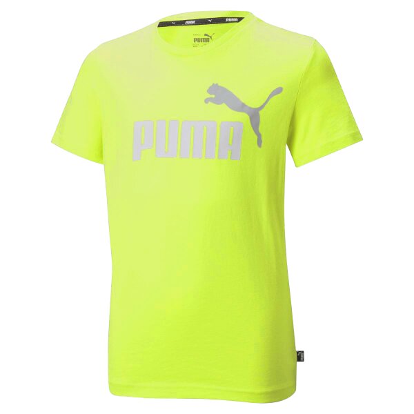 PUMA Jungen T-Shirt - ESS+ 2 Col Logo Tee, Rundhals, Kurzarm, uni Gelb (Lemon Sherbert) 104