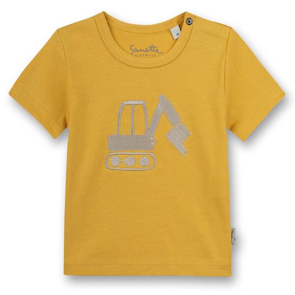 Sanetta Jungen T-Shirt - Baby, Kurzarm, Rundhals, Druckknopf, Stickerei, 56-92 Gelb 56