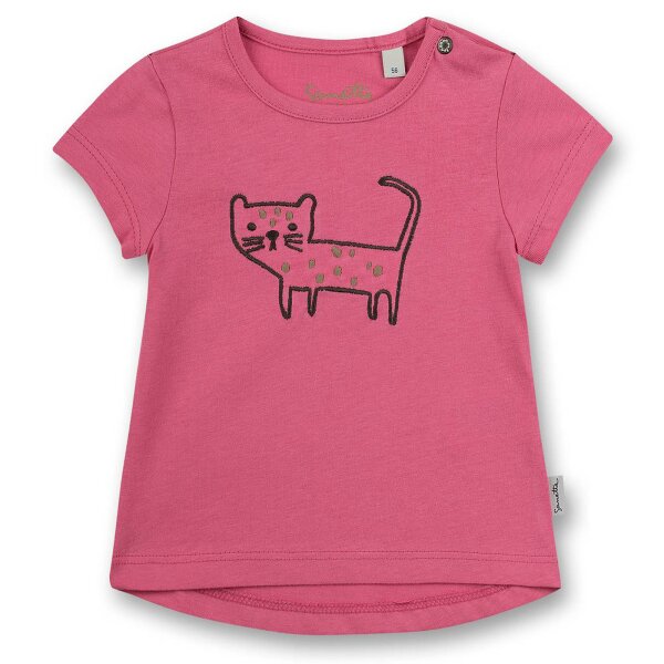 Sanetta Girls T-Shirt - Baby, Short Sleeve, Round Neck, Snap Button, Embroidery, 56-92 Pink 56