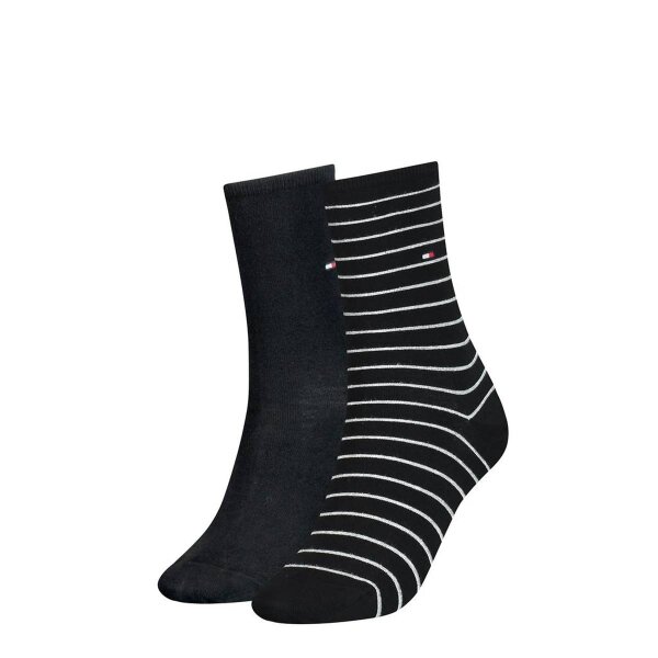 TOMMY HILFIGER Damen Socken im Pack - Womens Patterned Styles Schwarz 35-38 2er Pack (1x2P)