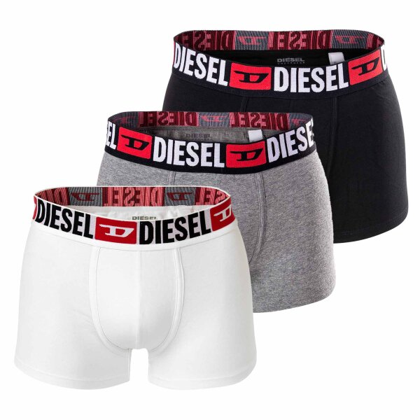 DIESEL Herren Boxershorts, 3er Pack - UMBX-DAMIENTHREEPACK, Trunks, Cotton Stretch Schwarz/Weiß/Grau XL