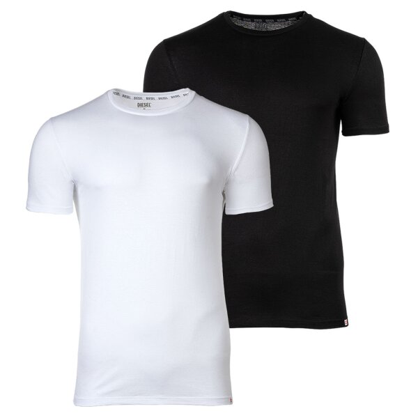 DIESEL Herren T-Shirt 2er Pack - UMTEE-RANDAL-TUBE, Rundhals, kurzarm, einfarbig Schwarz/Weiß 2XL