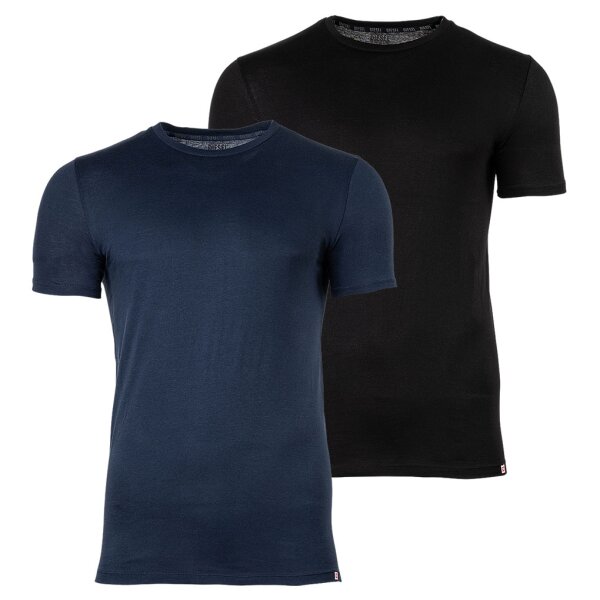 DIESEL Herren T-Shirt 2er Pack - UMTEE-RANDAL-TUBE, Rundhals, kurzarm, einfarbig Schwarz/Blau S