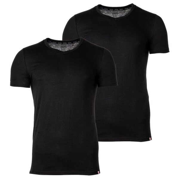 DIESEL Mens T-Shirt 2 Pack- UMTEE-MICHAEL-TUBE, V neck, short sleeve, unicolor Black M (Medium)