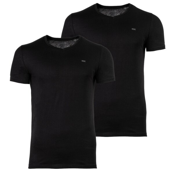 DIESEL Mens T-Shirt 2 Pack- UMTEE-MICHAEL-TUBE, V neck, short sleeve, Logo Black 2XL (XX-Large)