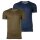 DIESEL Mens T-Shirt 2 Pack- UMTEE-MICHAEL-TUBE, V neck, short sleeve, Logo Blue/Khaki 2XL (XX-Large)