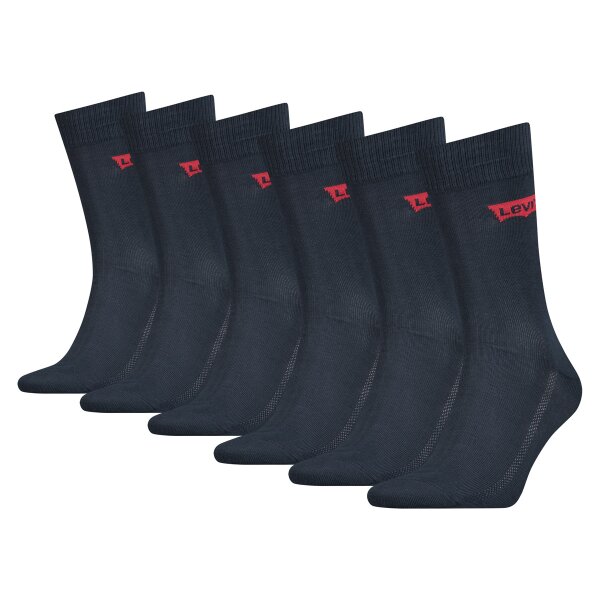 LEVIS Unisex Socks, Pack of 6 - Regular Cut BATWING Logo, ECOM