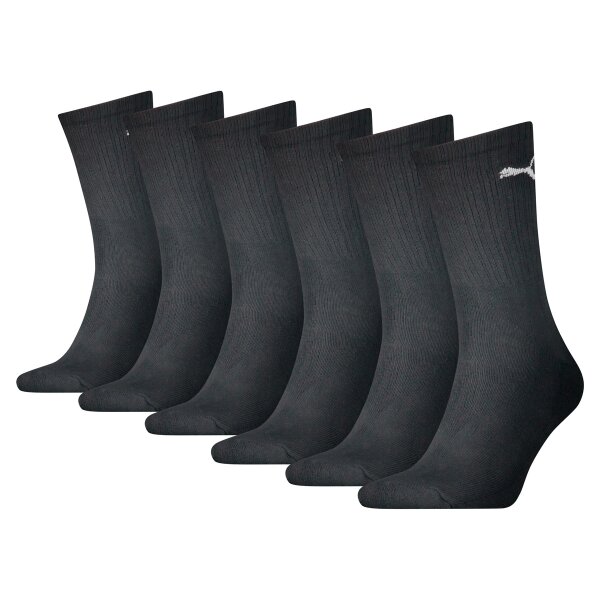 PUMA Unisex Sports Socks, 6-Pack - Sport Crew Socks, ECOM, Logo, plain Black 39-42 (UK 5.5-8)
