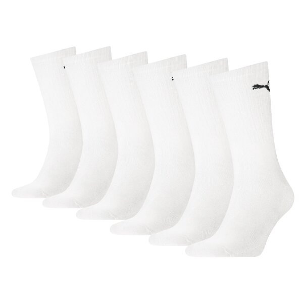 PUMA Unisex Sports Socks, 6-Pack - Sport Crew Socks, ECOM, Logo, plain White 43-46 (UK 8.5-11)