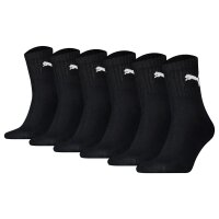 PUMA Unisex Sportsocken, 6er Pack - Short Crew Socks, ECOM, Logo, einfarbig Schwarz 35-38