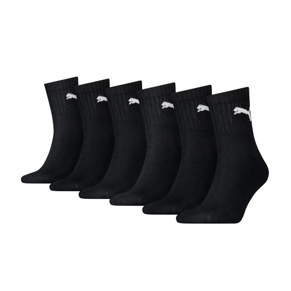 PUMA Unisex Sportsocken, 6er Pack - Short Crew Socks, ECOM, Logo, einfarbig Schwarz 39-42